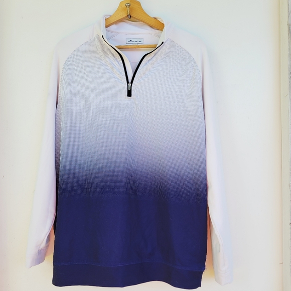 Peter Millar Crown Sport 1/4 Zip  Mens Blue Dip Dye Pullover Size Medium *Read* - Picture 1 of 16